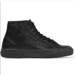 Superga black sparkle high tops